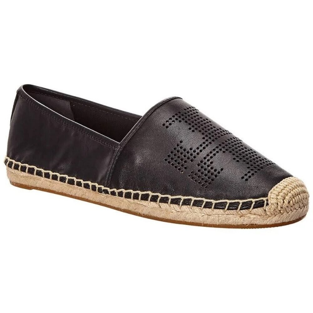 Tory Burch Leather Espadrilles Flats Logo Loafers Luxury Designer Slip-ons 9.5